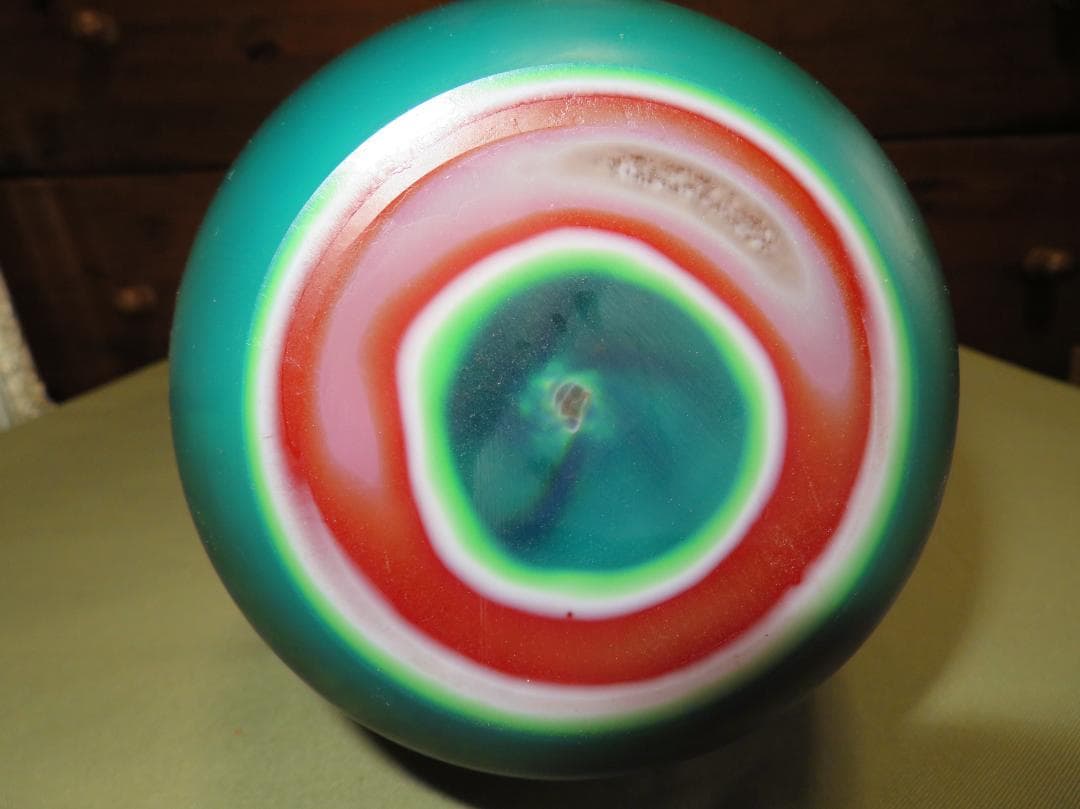 ◆飾り花器　多層被せガラス　酸化腐食彫刻　作者不明◆