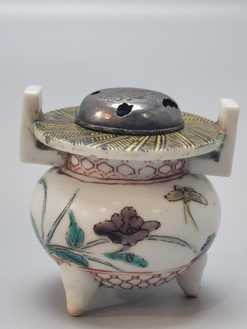 古美術 古九谷 香炉 銀火屋 時代物 DT187