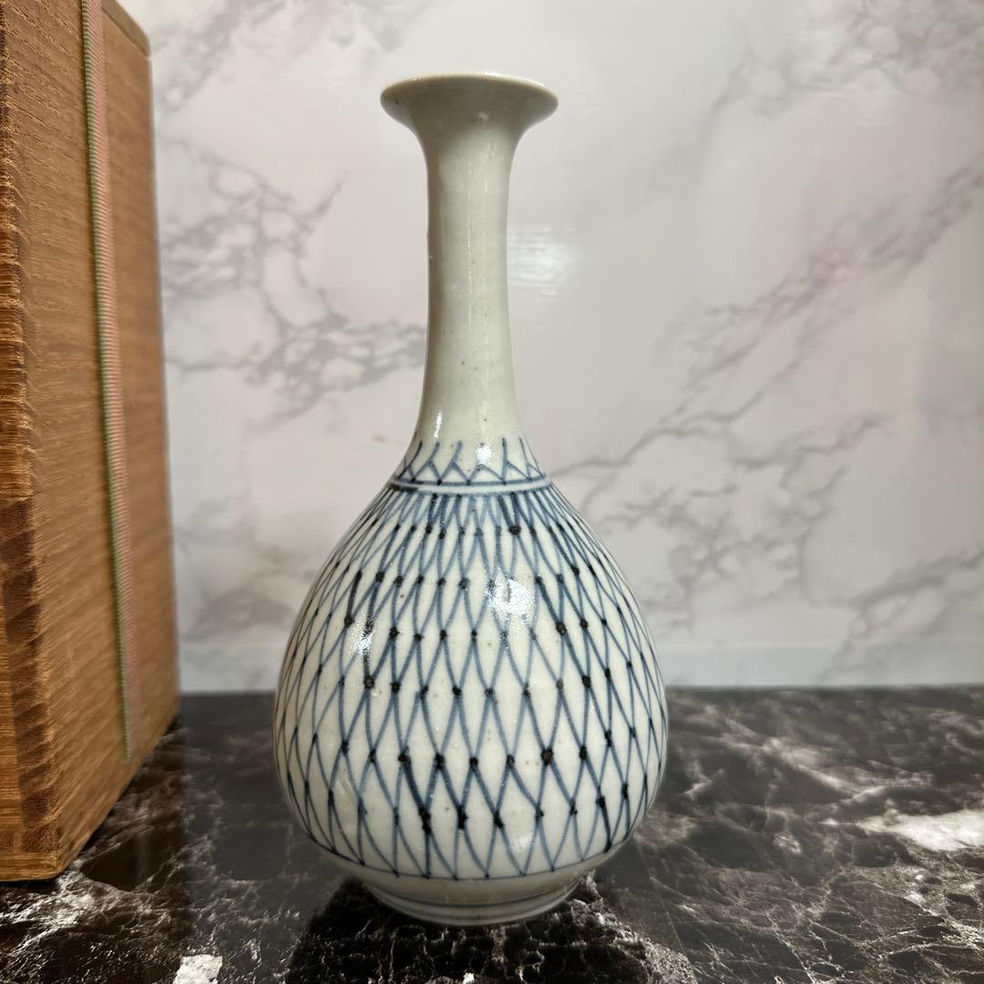 初期伊万里、網手、鶴首徳利。無傷。