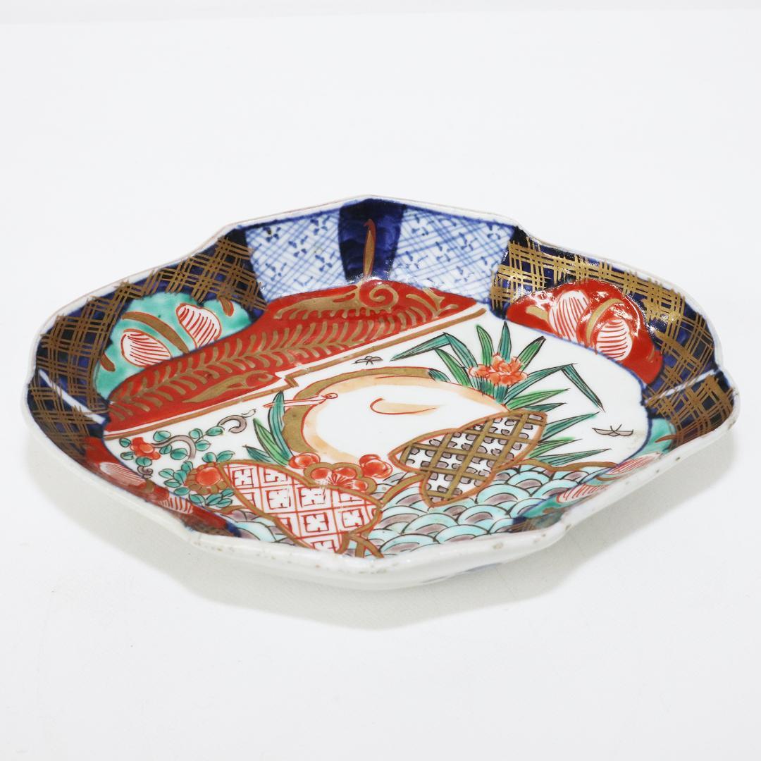 染付 色絵錦手 古伊万里　菱形皿 花鳥 金襴手　①