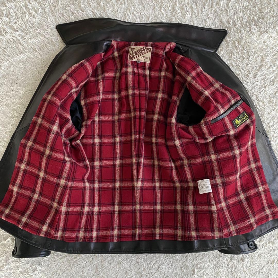 美品/38 Y’2 LEATHER HVR-42 馬革 ライダースジャケット 黒