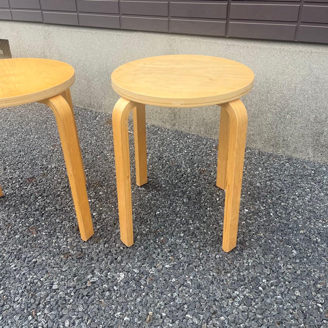 廃盤品　IKEA イケア　フロスタ　スツール　2脚　スタッキングチェア　天然木