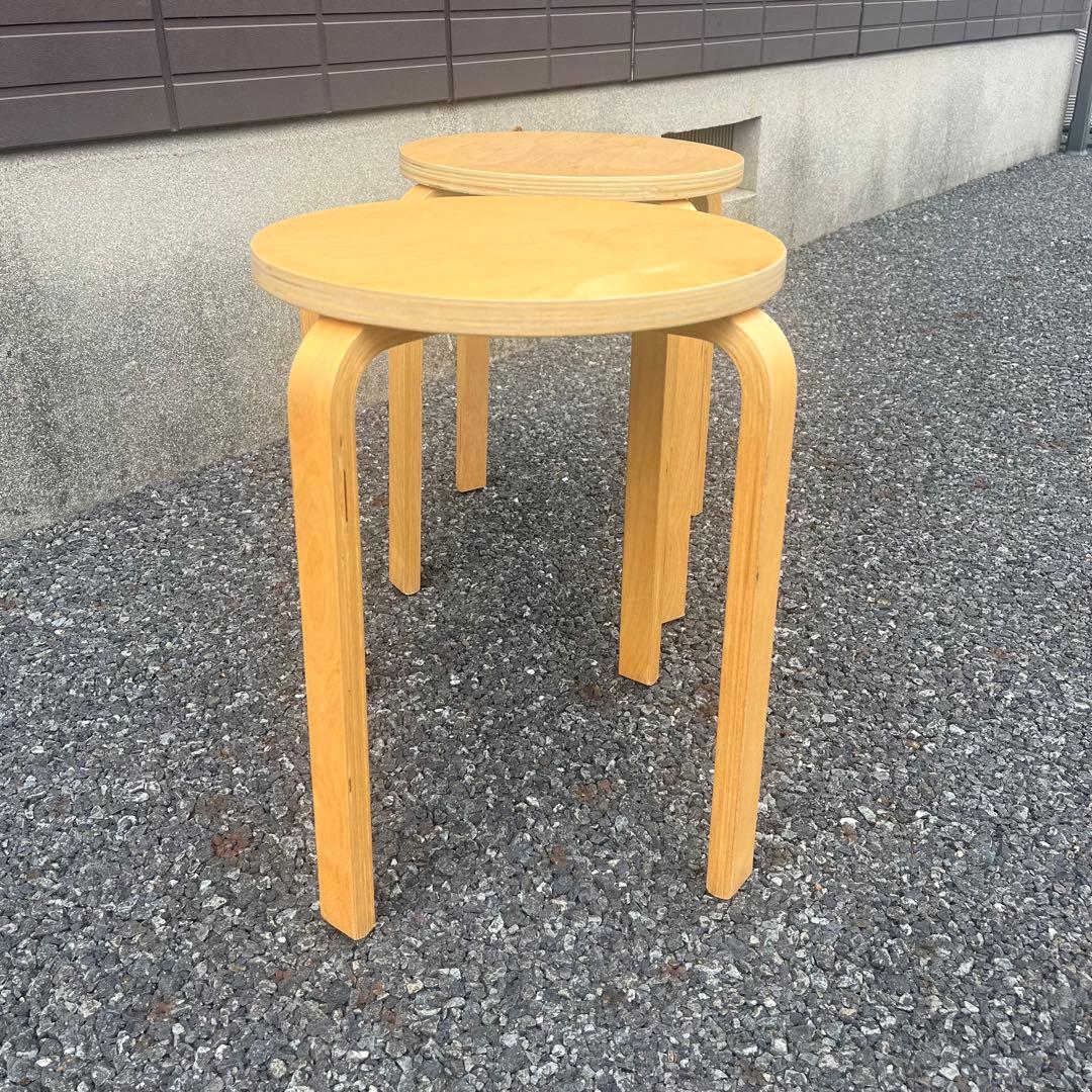 廃盤品　IKEA イケア　フロスタ　スツール　2脚　スタッキングチェア　天然木