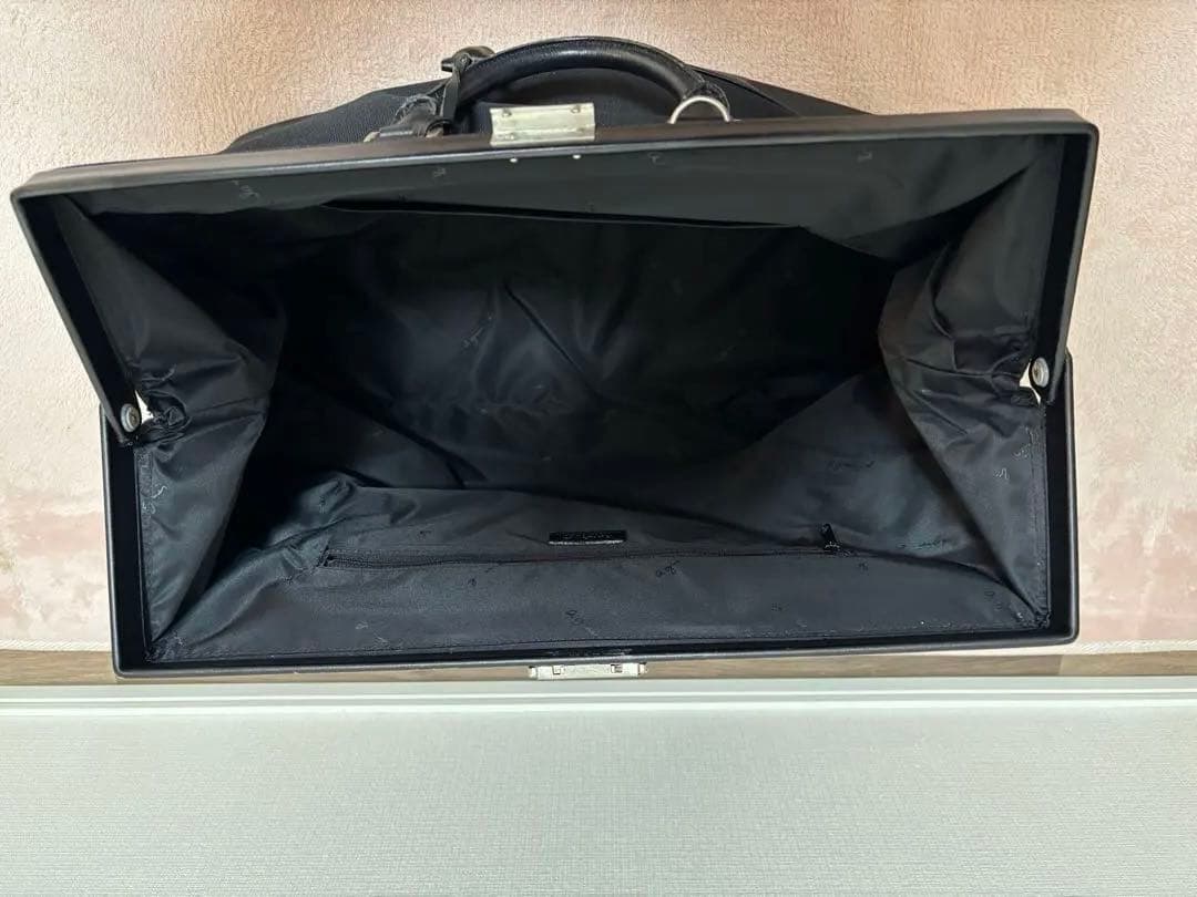 アニエスベー ブラック キャンバス レザーボストンバッグ　旅行用