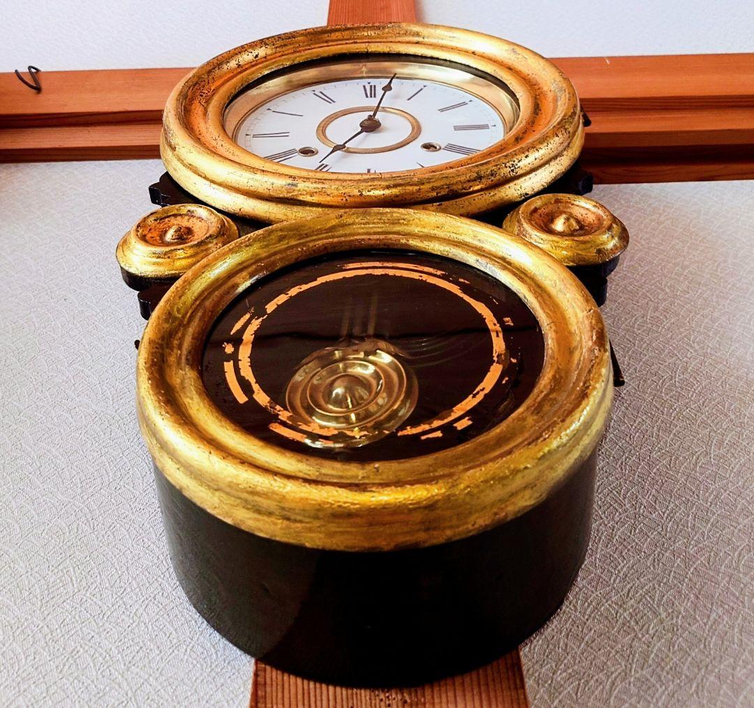 〈完動美品〉イングラハムIONIC, Gilt. 張四ツ丸達磨振り子時計　古時計