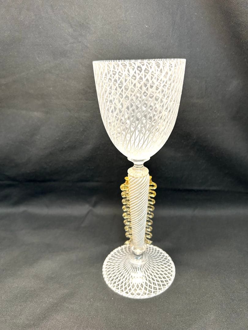 ベネチアングラス Seguso製ホワイトレース柄　ヴィンテージ品　未使用品