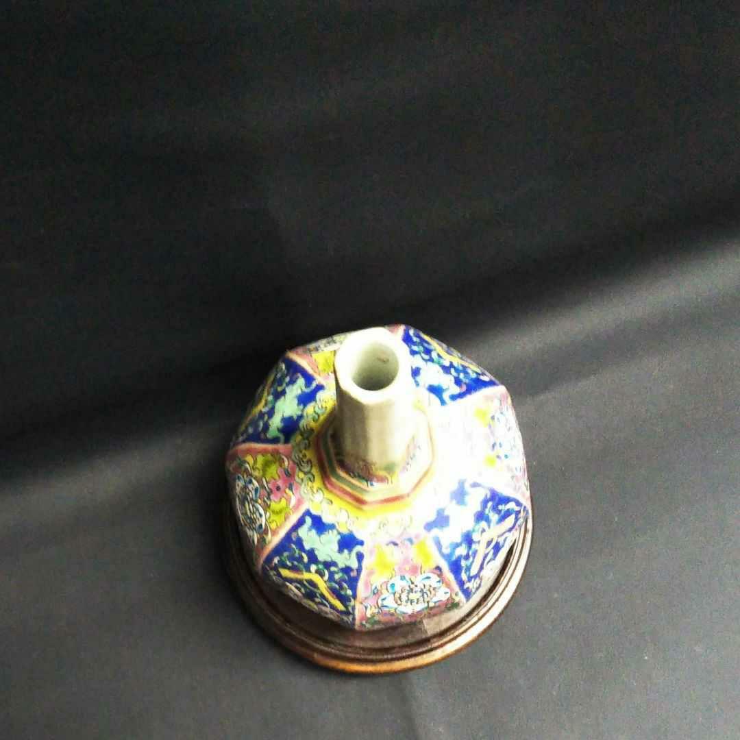 ※中国古美術/琺瑯花鳥紋八角長頸瓶/ (底款:大清乾隆年製)