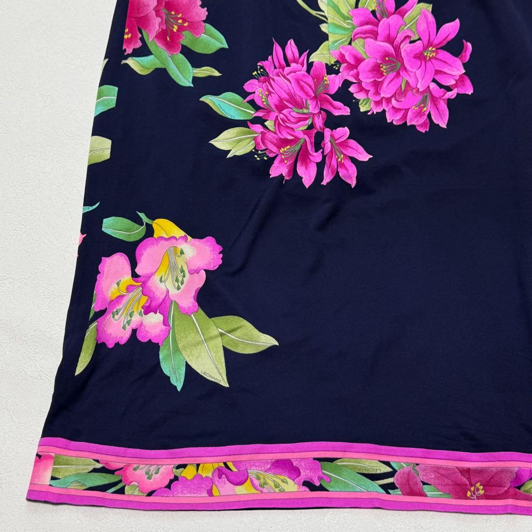 大きいサイズ LEONARD レオナール シルク100％ スカート 花柄 42