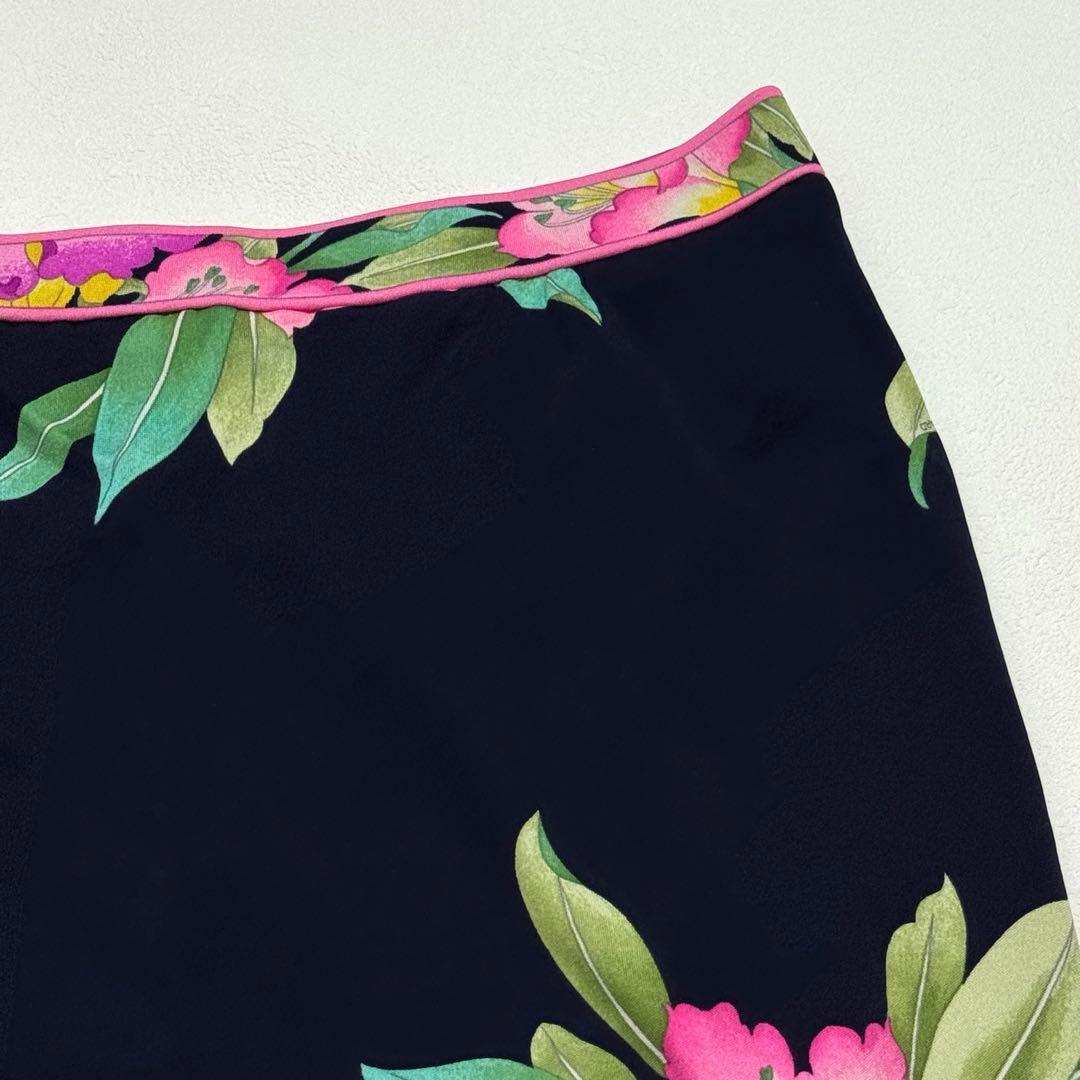 大きいサイズ LEONARD レオナール シルク100％ スカート 花柄 42