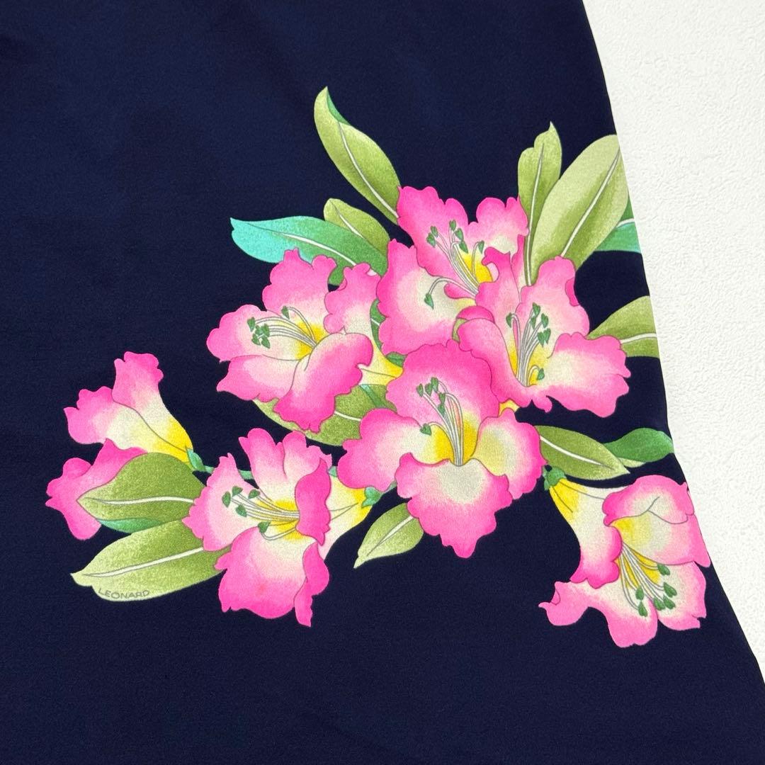 大きいサイズ LEONARD レオナール シルク100％ スカート 花柄 42