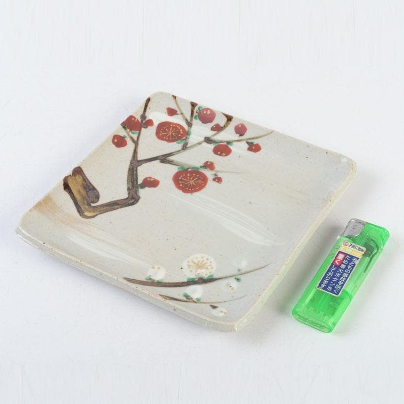 和食器　茶懐石　幸兵衛窯　絵変四方皿　銘々皿　五客　共箱　N　9375