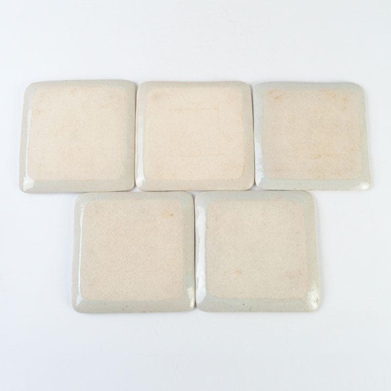 和食器　茶懐石　幸兵衛窯　絵変四方皿　銘々皿　五客　共箱　N　9375