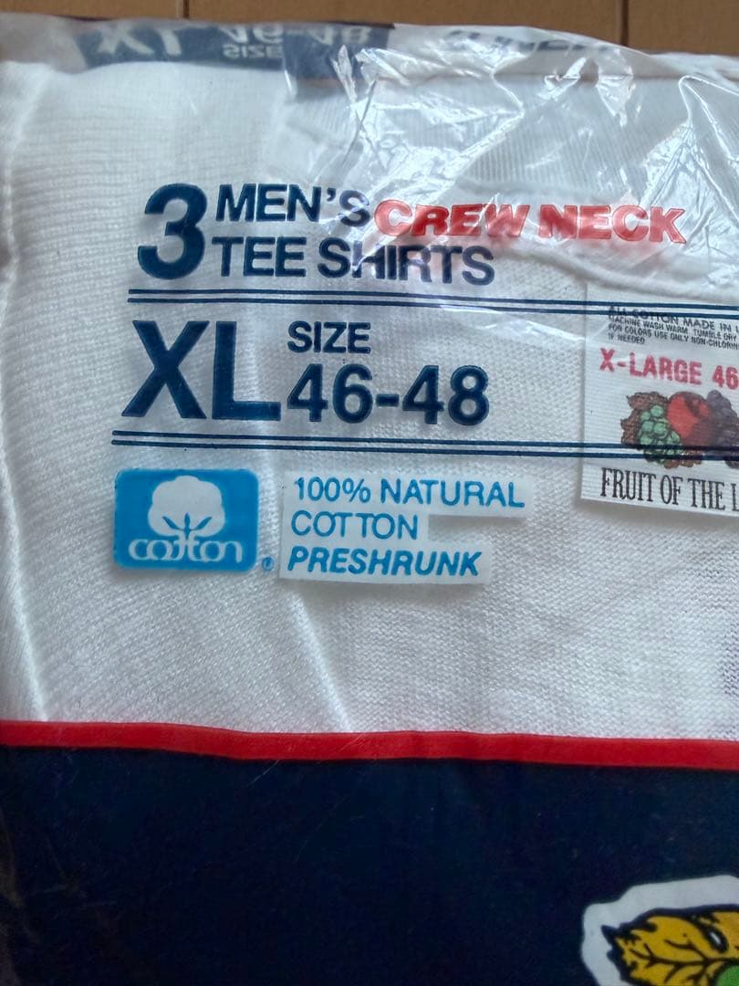 XLサイズ　80's FRUIT OF THE LOOM 無地3P Tシャツ