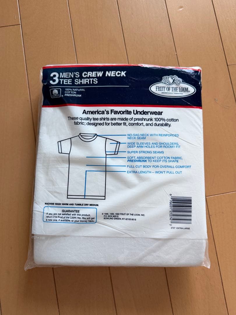 XLサイズ　80's FRUIT OF THE LOOM 無地3P Tシャツ