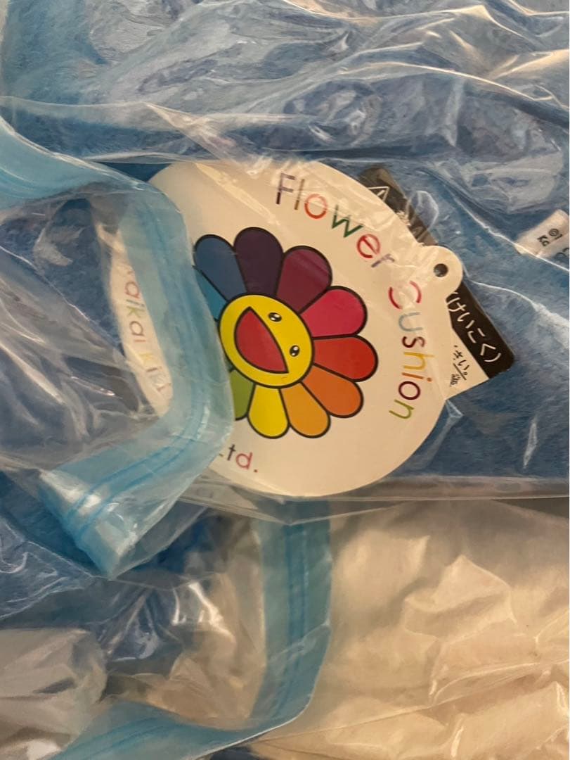 お花クッション ブルーブラウン　特大 フラワークッション 村上隆