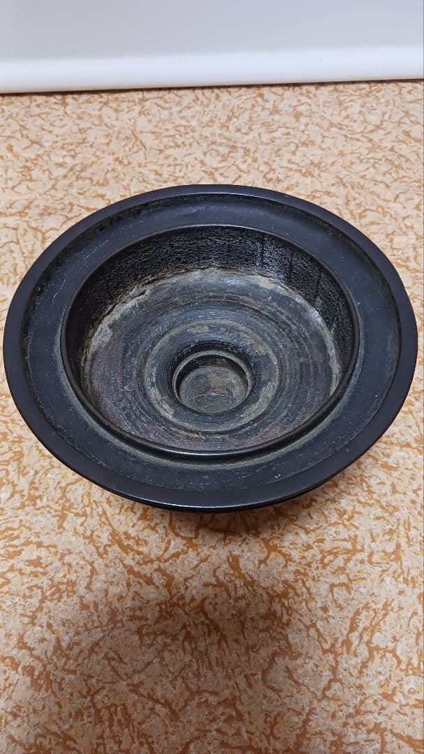 時代金工師二代村田整珉木村渡雲銅製三足丸形二段式花入花器薄端在銘渡雲鋳(花押)