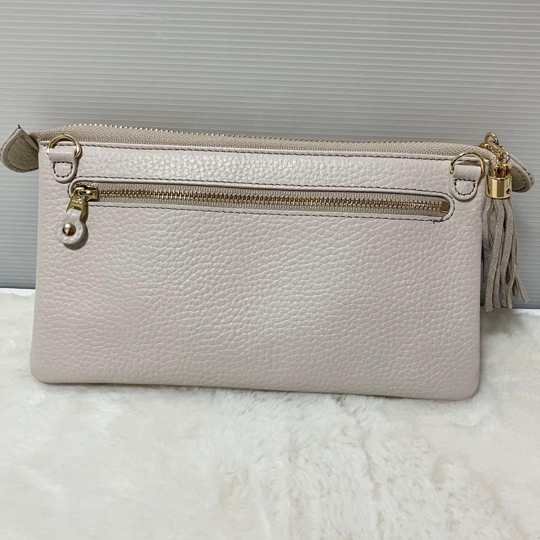 未使用級 ATAO ブーブー ショルダー バッグ 長財布 ポーチ シボ革 白