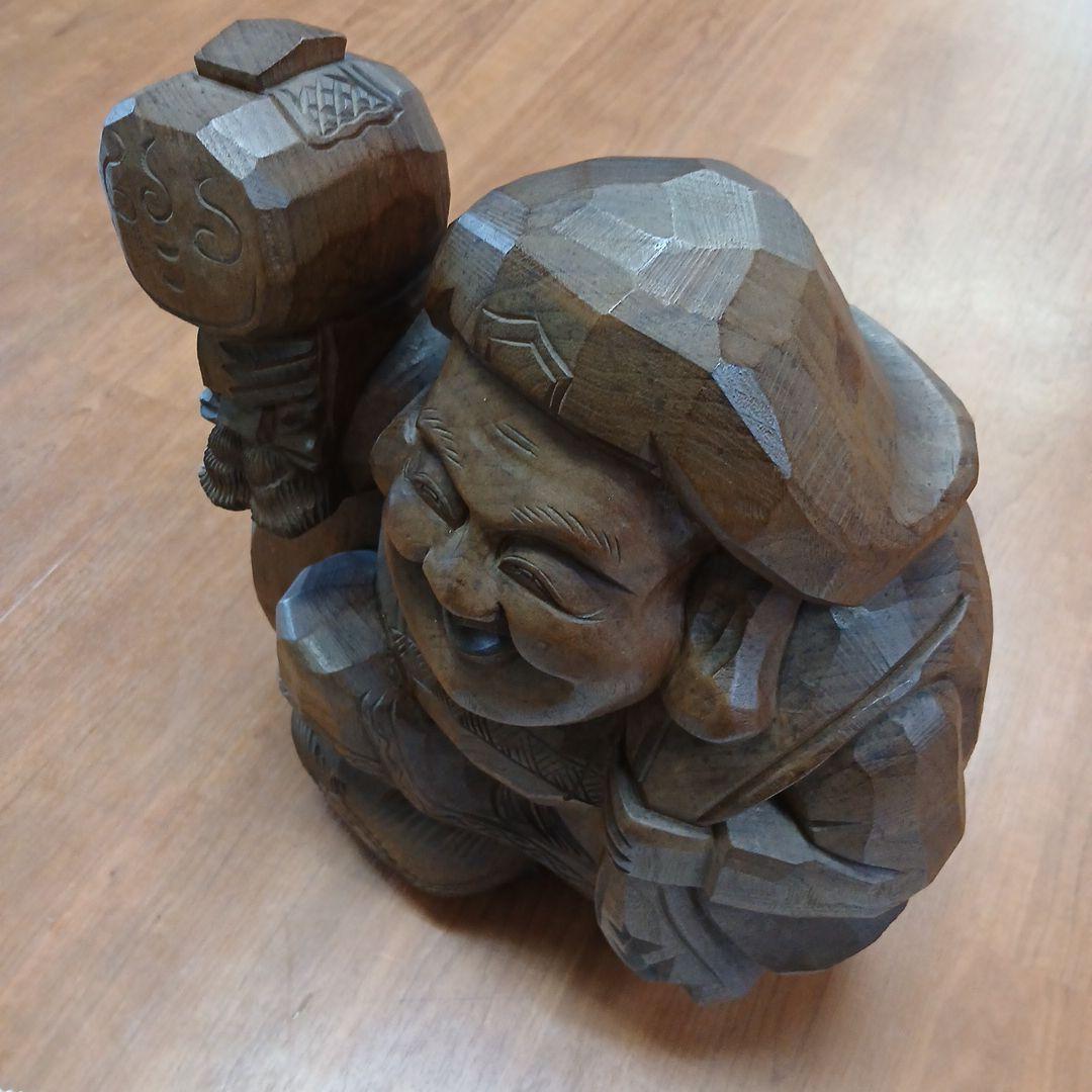 希少大型天然木　恵比寿大黒天　 福の神 彫刻縁起物