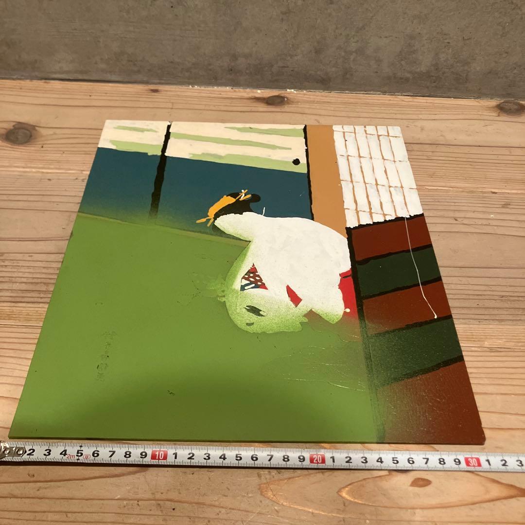 ガラス絵の浮世絵　「鈴木春信　爪切り」　美人画　時代物　骨董　インテリア