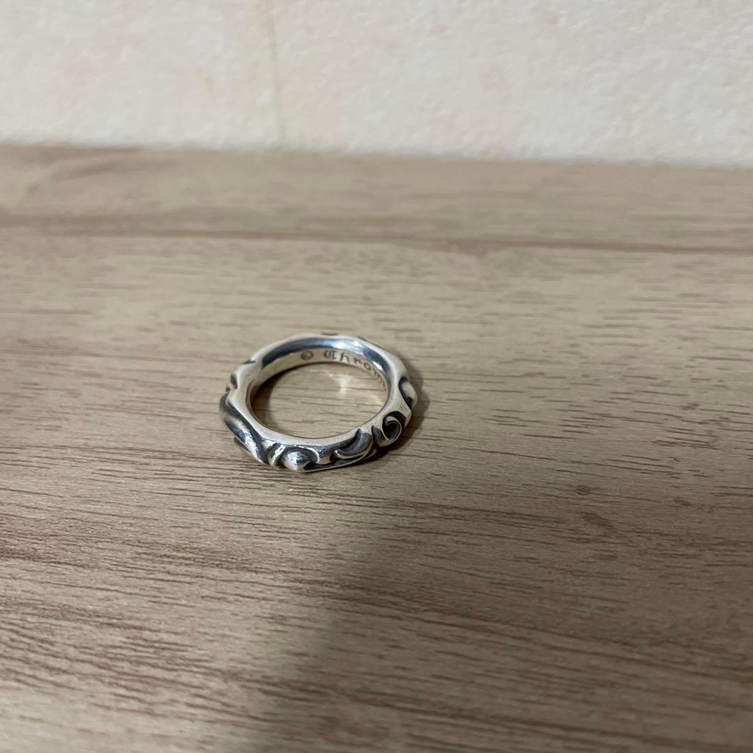 CHROME HEARTS スクロールバンド リングシルバー15号 【原本付】