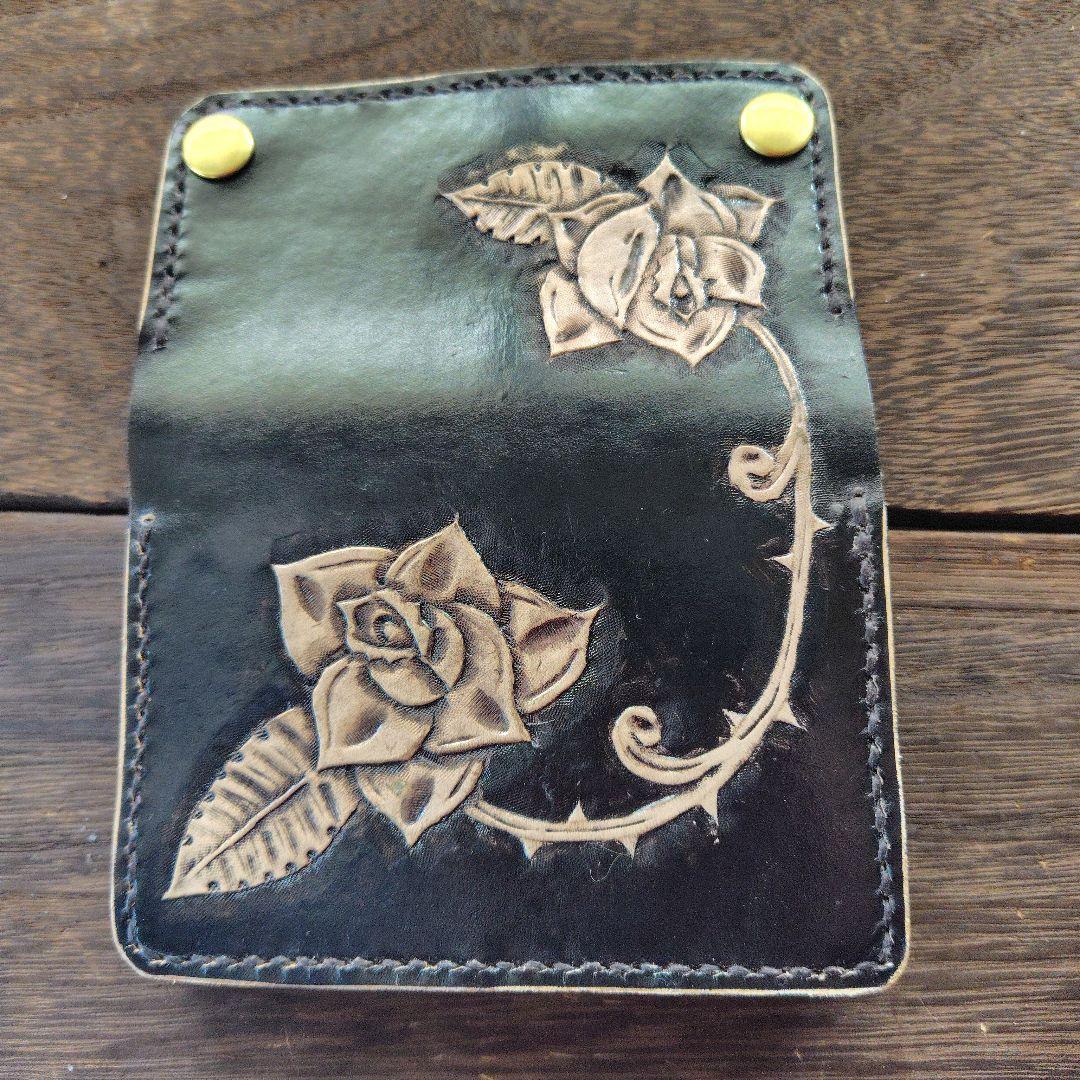 ヒカリさん専用品 チェーン＆小判カン付き トラッカーウォレット 黒×ラベンダー