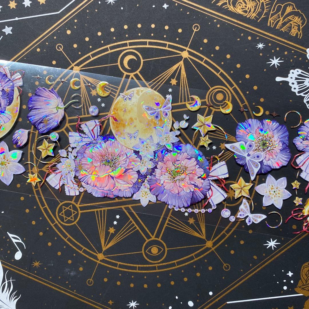 【9149】海外　マステ　中古巻　貝殻光マスキングテープ　お花　月　蝶々　装飾系