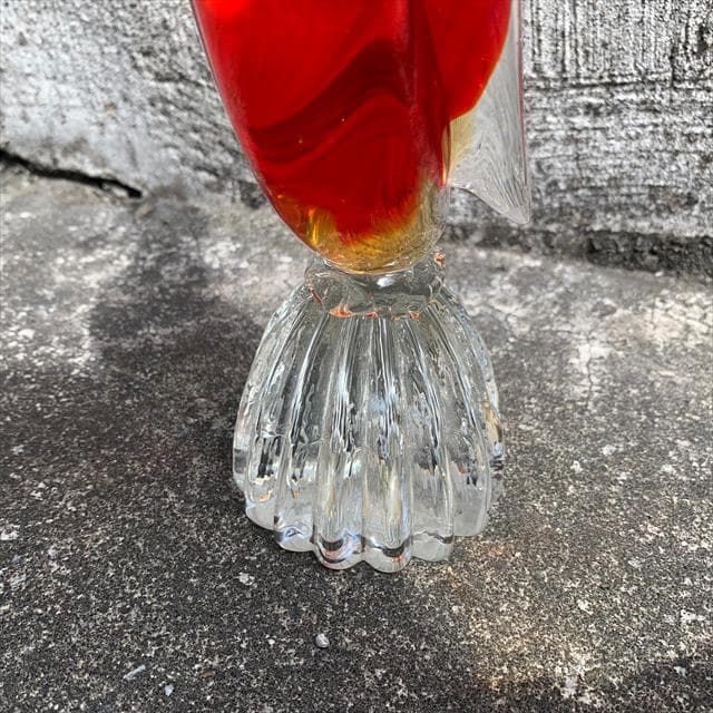 Salviati｜murano/ムラーノ｜ガラスオブジェクト｜赤｜鳥｜