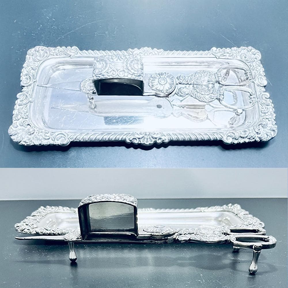 【英国】キャンドルトリマー/トレー【シルバープレート】スニファー/燭台用火消し