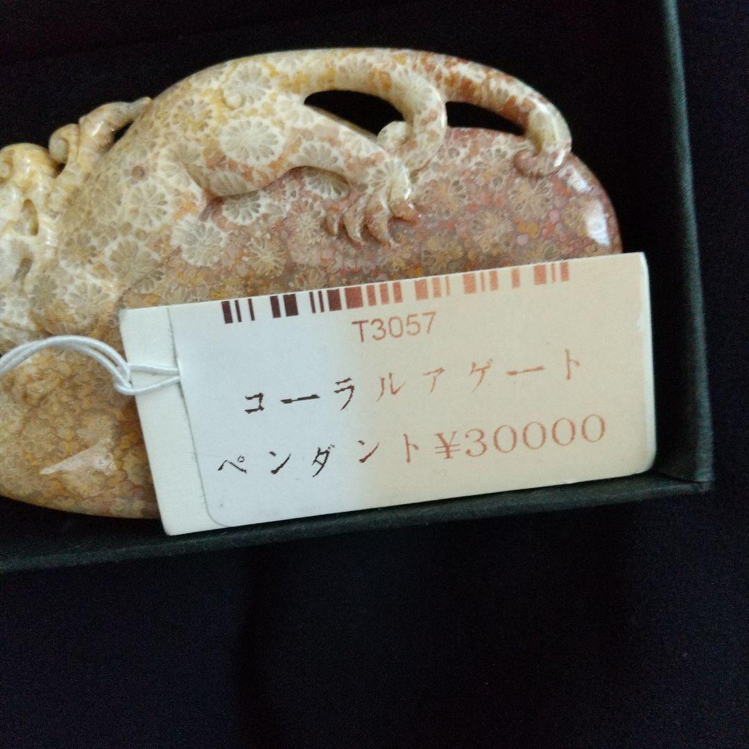 ★ペンダントトップ　ヒキュウ　貔貅　コーラルアゲート　お守り　a0002