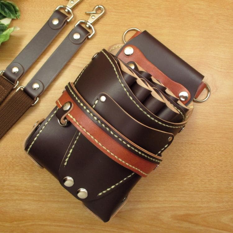 【トリマー向き】 ダークブラウン　８丁差し　シザーケース　TSC-13/CDB