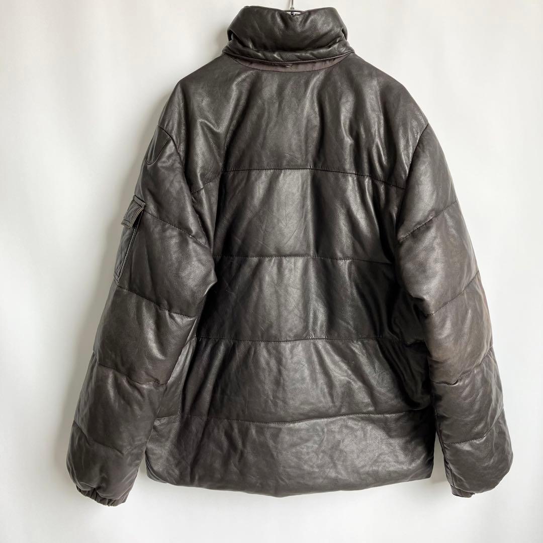 00s モンクレール 茶タグ レザー ダウンジャケット Moncler