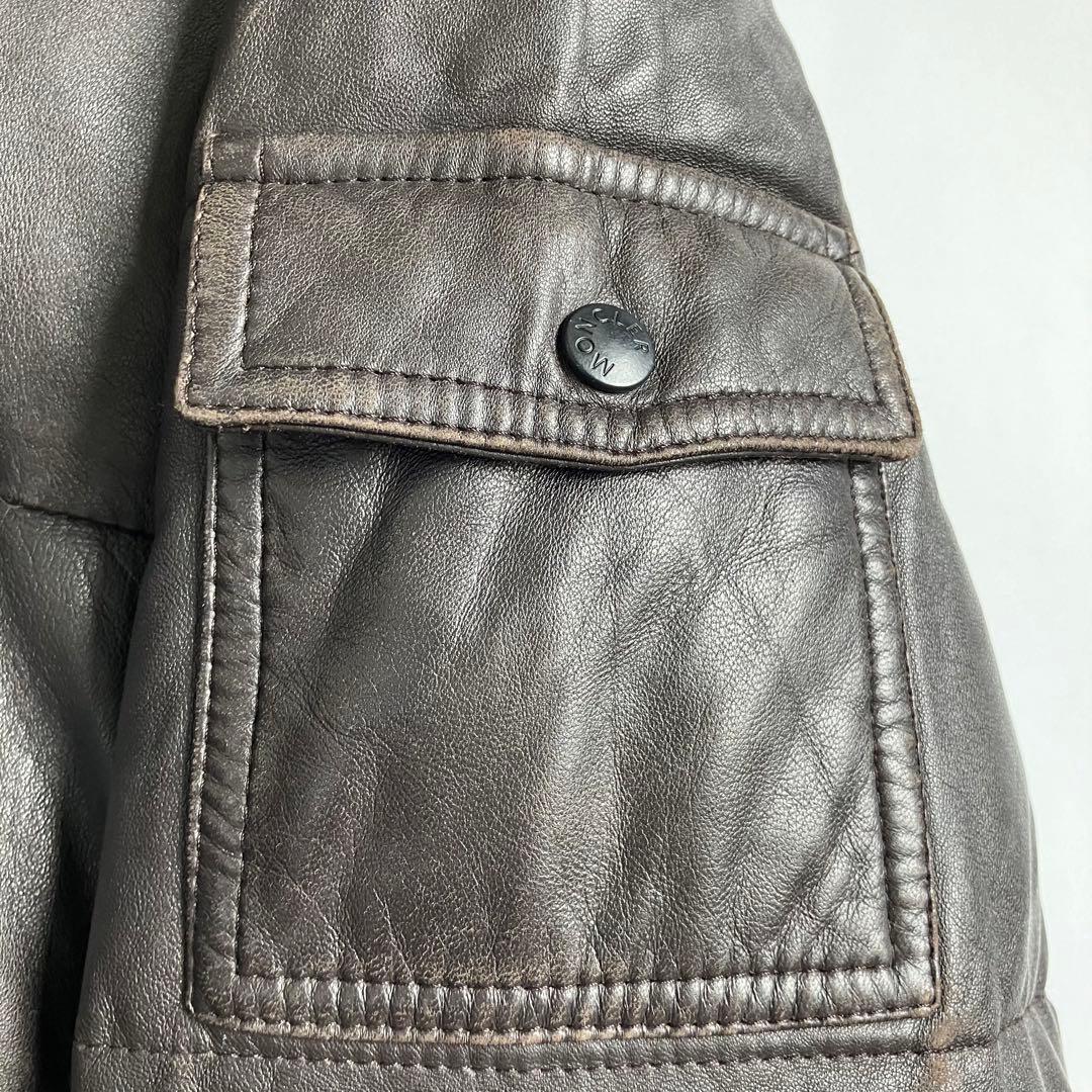 00s モンクレール 茶タグ レザー ダウンジャケット Moncler