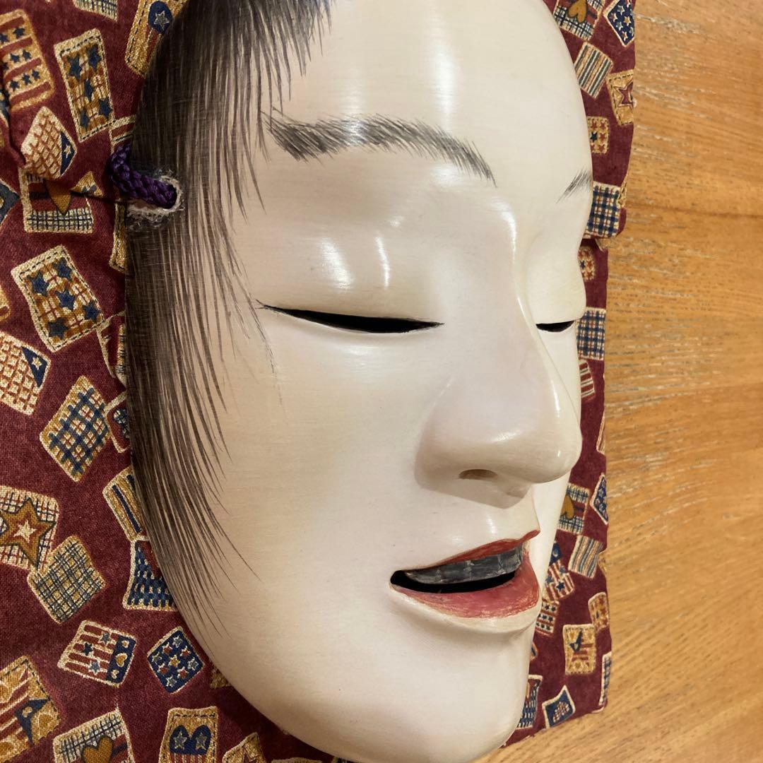 能面　木彫り　蝉丸