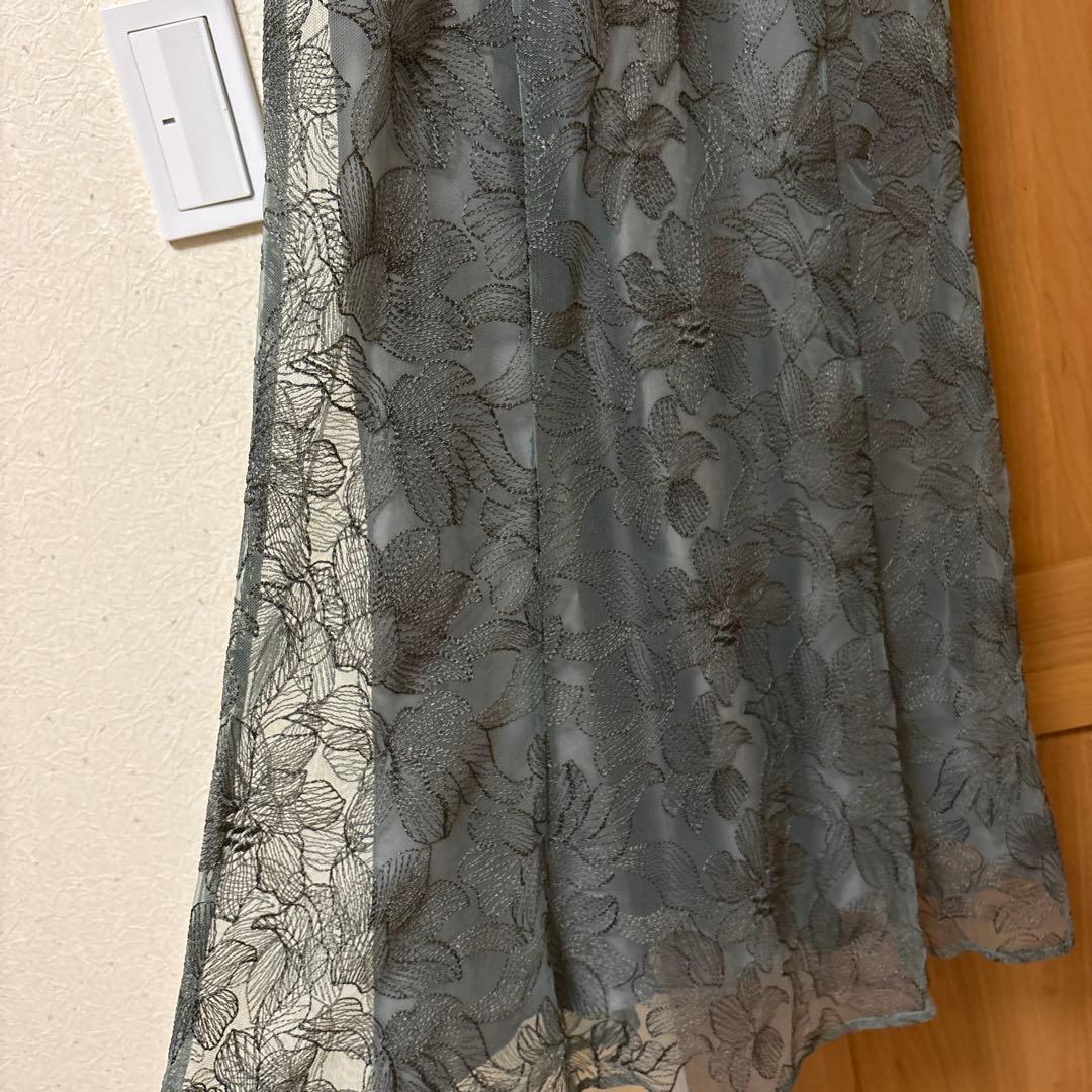 チュールエンブロイダリーレースパイピングパーティードレス　結婚式