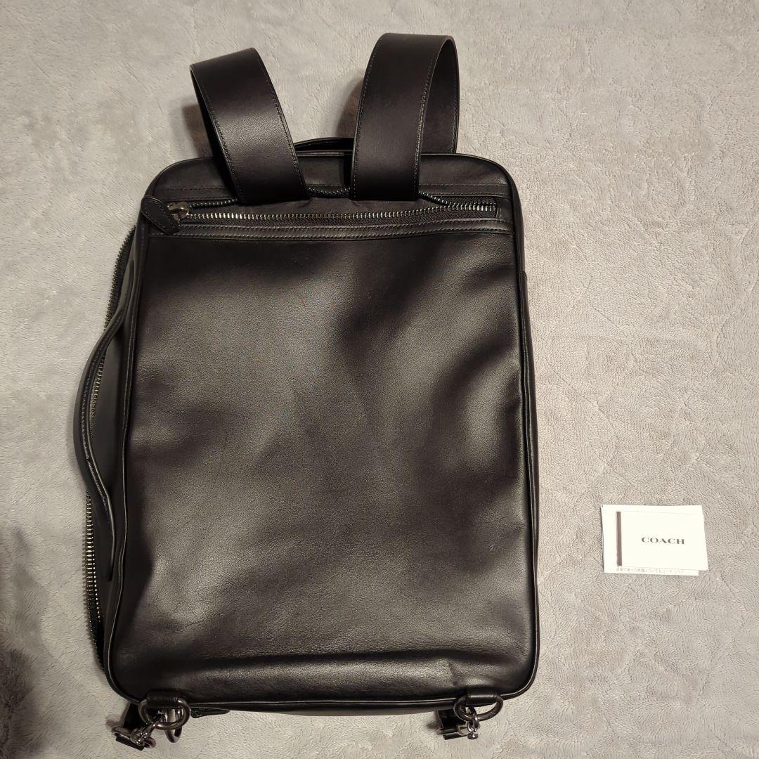 【使用回数5日】COACH ブラック レザービジネスバッグ リュック紐収納可