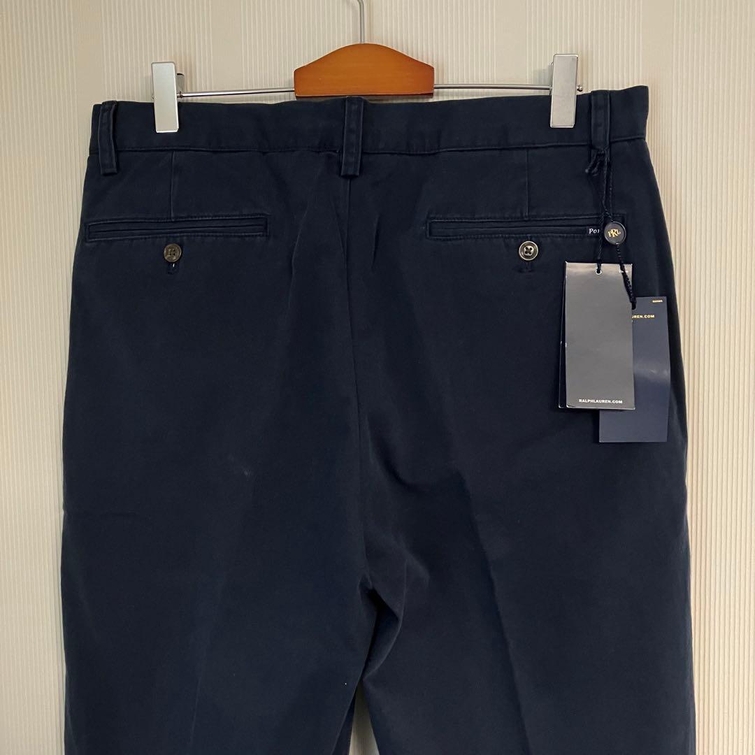 90sデッドストック　ポロラルフローレン ツータックチノパンツ　ネイビー30M