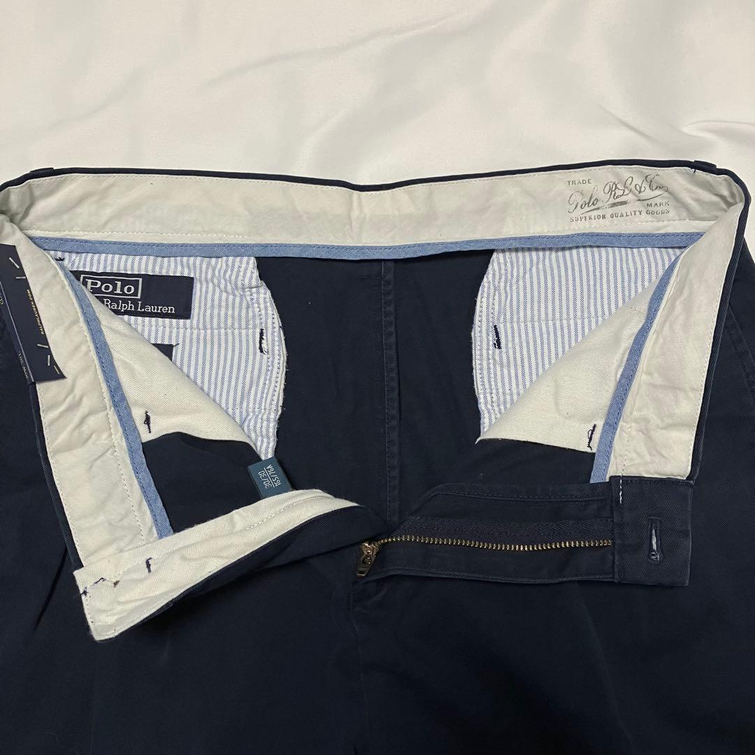 90sデッドストック　ポロラルフローレン ツータックチノパンツ　ネイビー30M
