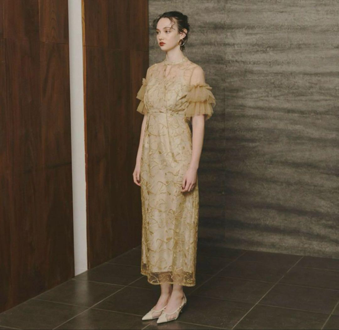 ANDRESD key neck embroidery dress Mサイズ