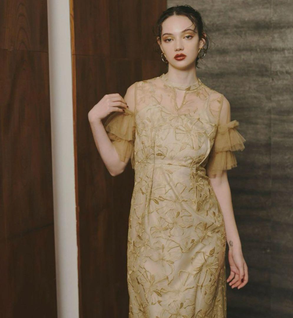 ANDRESD key neck embroidery dress Mサイズ