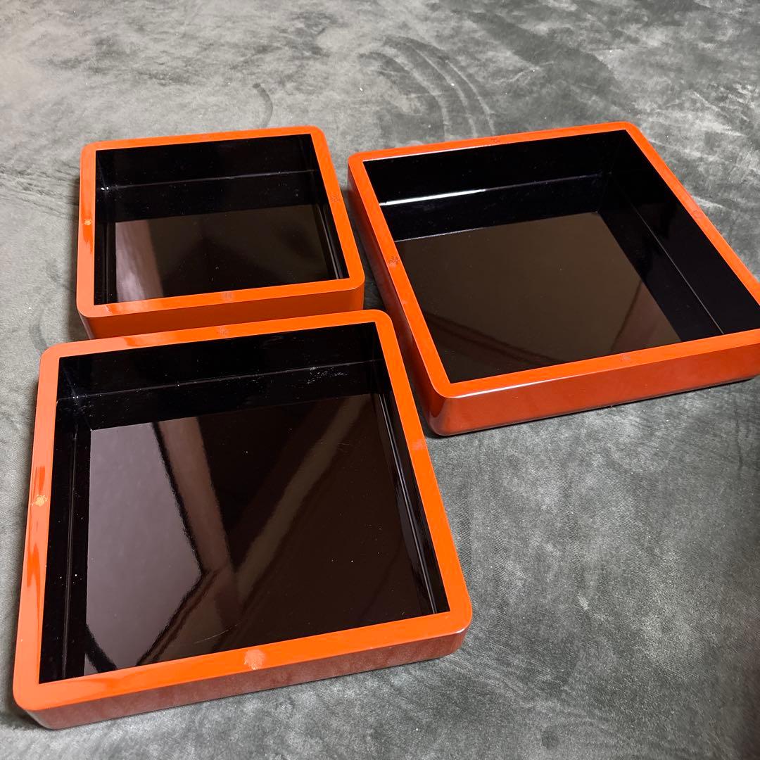 【新品、未使用】会津塗　関漆器店　角盛器　外箱あり　重箱　お正月