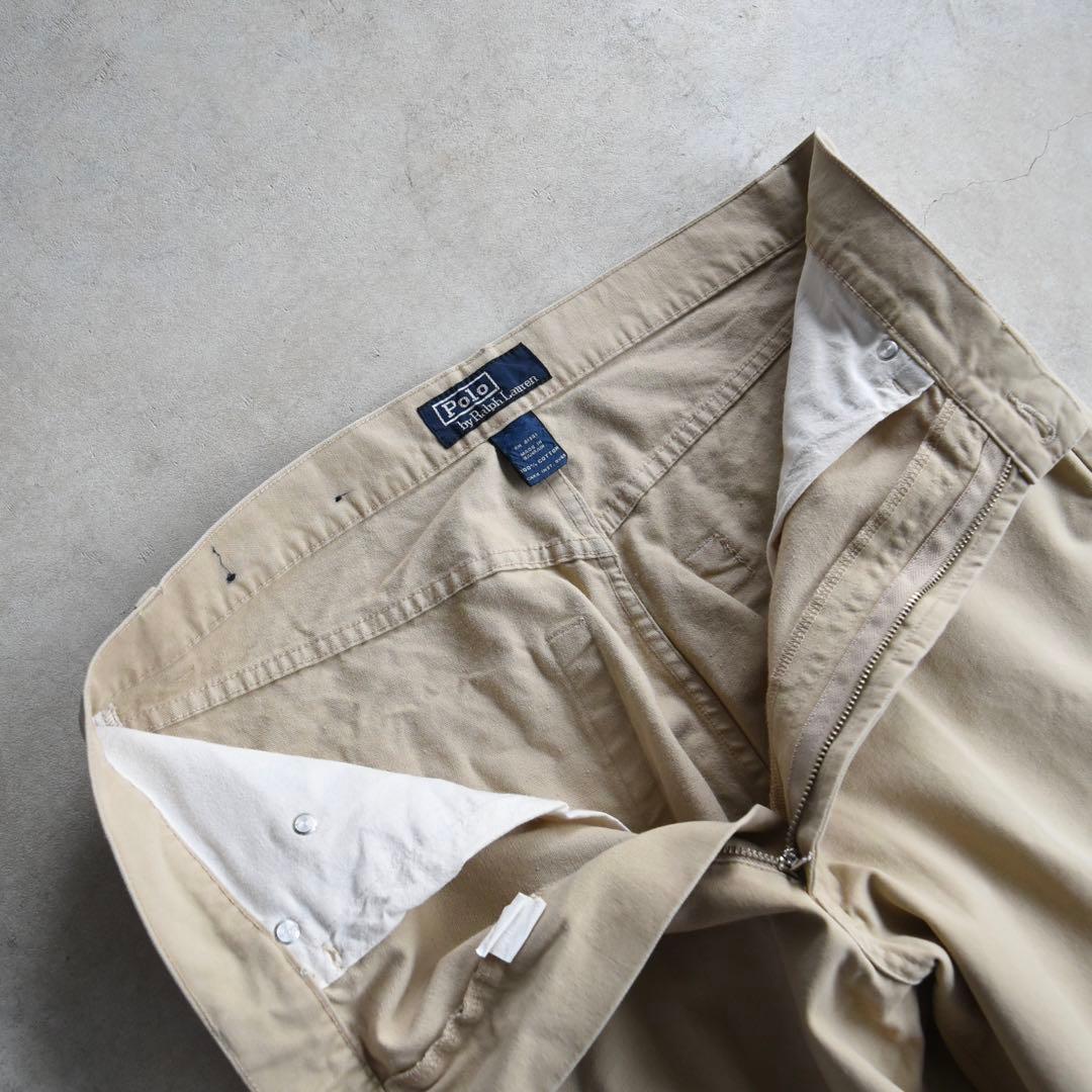 90s ラルフローレン ポロチノ5ポケット コットンパンツ ベージュW32L30