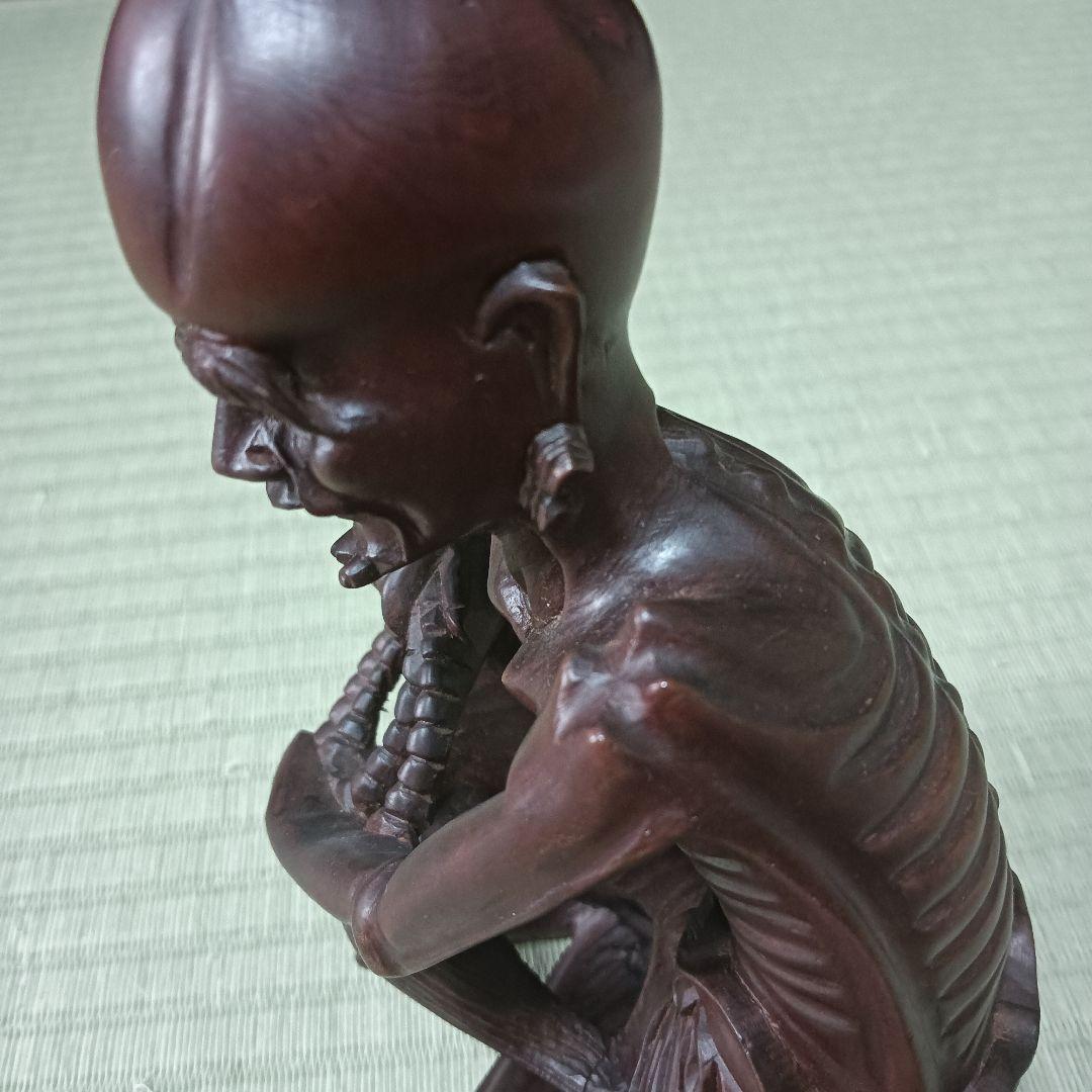 木製　中国　黄楊彫刻 釈迦苦行仏　彫刻　古美術　骨董　唐木黄楊木　寺院　仏教