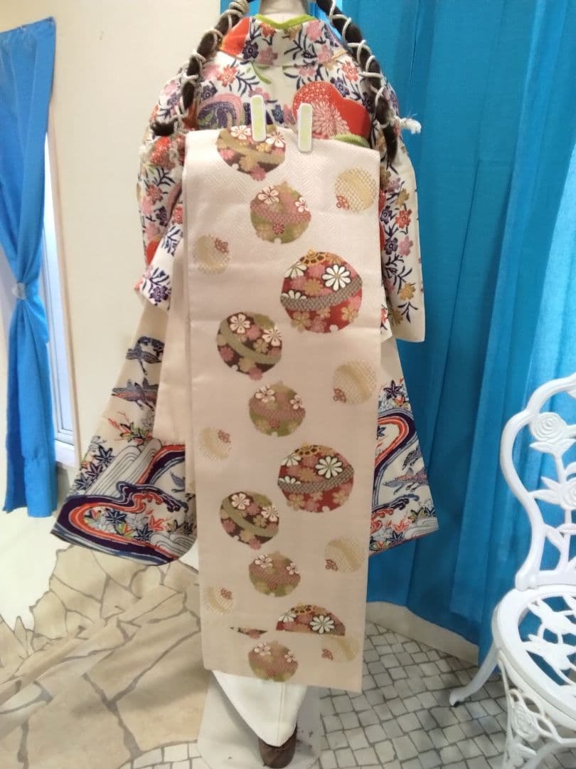 【専用】、正絹振袖、我妻紅型落款、重ね衿帯揚げ帯締め、袋帯、長襦袢★