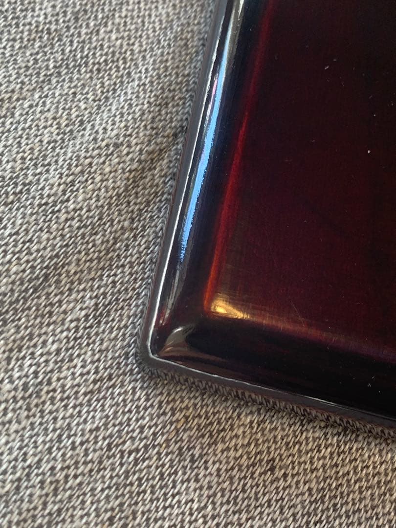 螺鈿細工 溜塗 角菓子器／折敷 18cm 未使用》