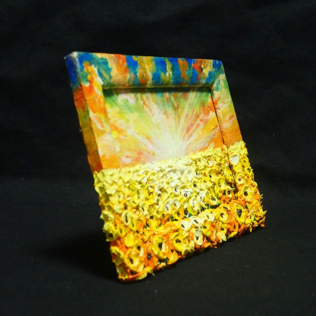 油絵 油彩 油彩画 絵 絵画 【黄昏の向日葵】ミニ絵画