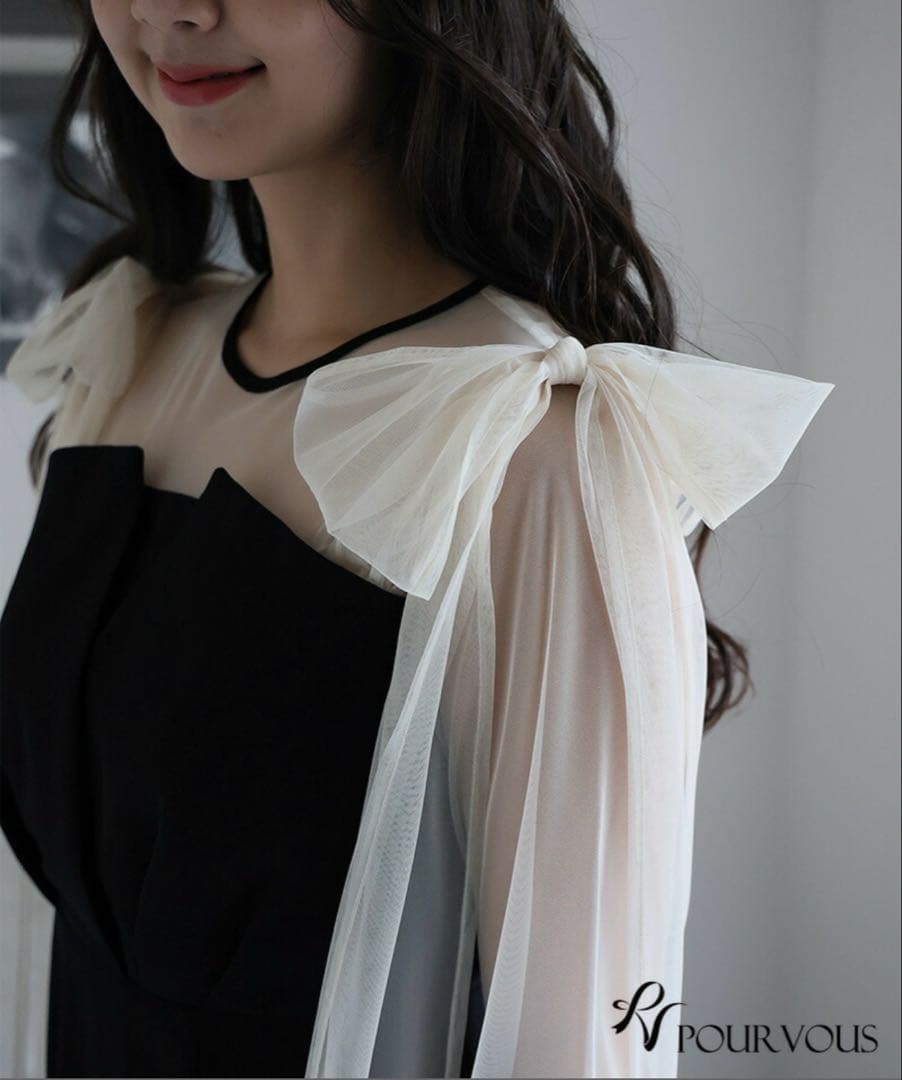 チュールリボンビスチェドレス