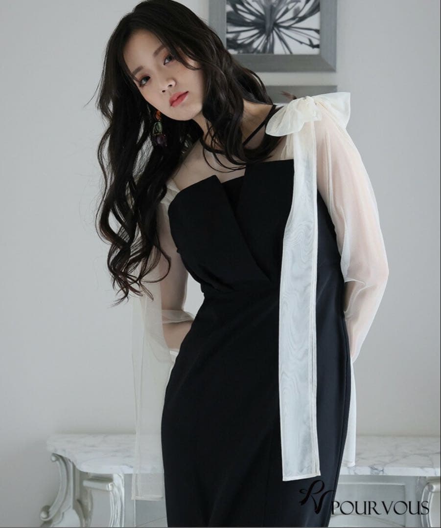 チュールリボンビスチェドレス