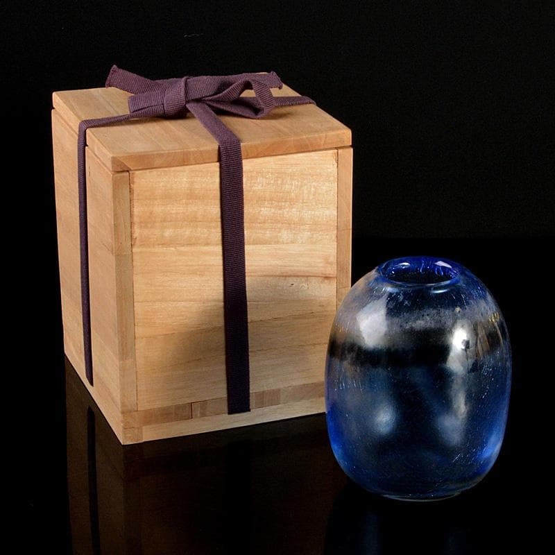 ガラス工芸　和周作　壷　花入　花瓶　共箱　C　5941