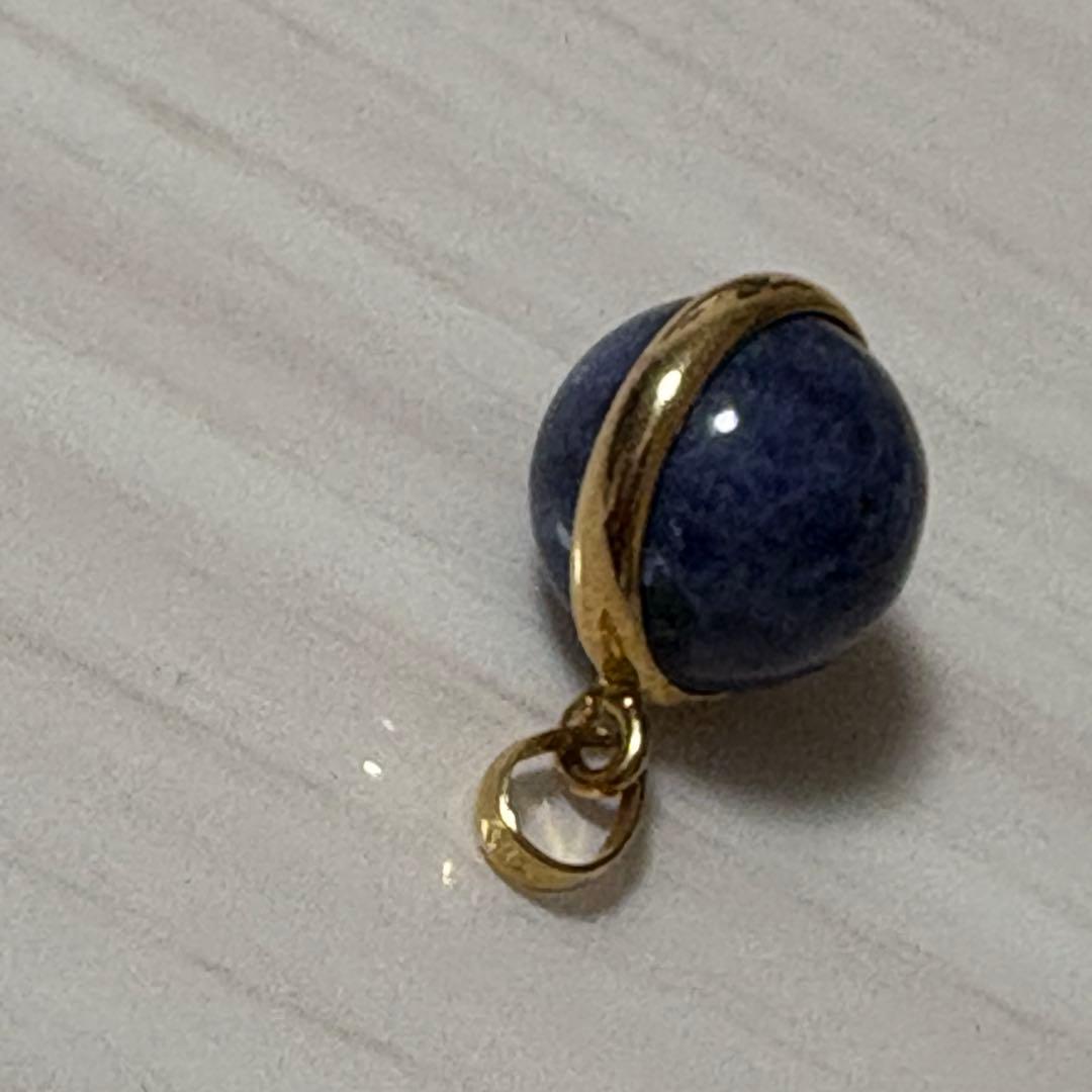 k18青色石の球形ペンダント