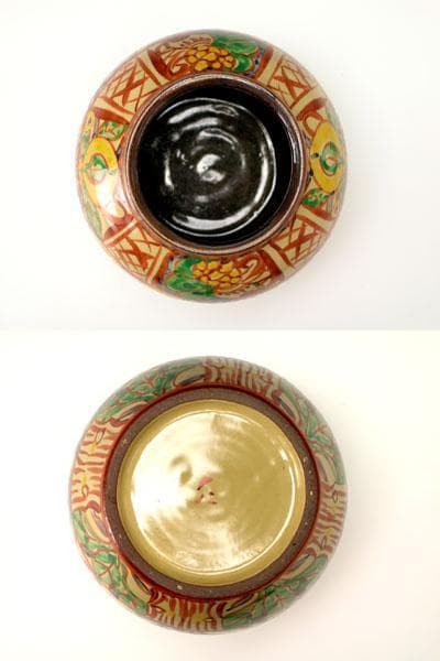 三代仁王窯 作 壺屋焼　琉球赤絵龍文壺（中）